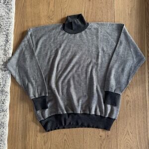 VTG Avi Rossini Mock Neck Sweater Men's 56 Italy Style Gray Textured Knit 90s